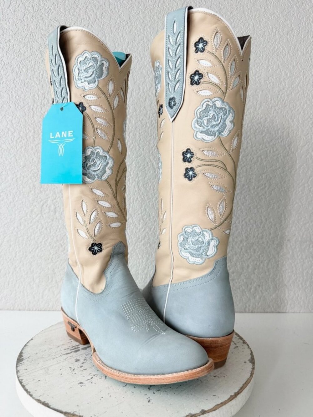 Lane KENZIE Knee High Cowboy Boots Womens 7 Blueberry Buttermilk Western Tall